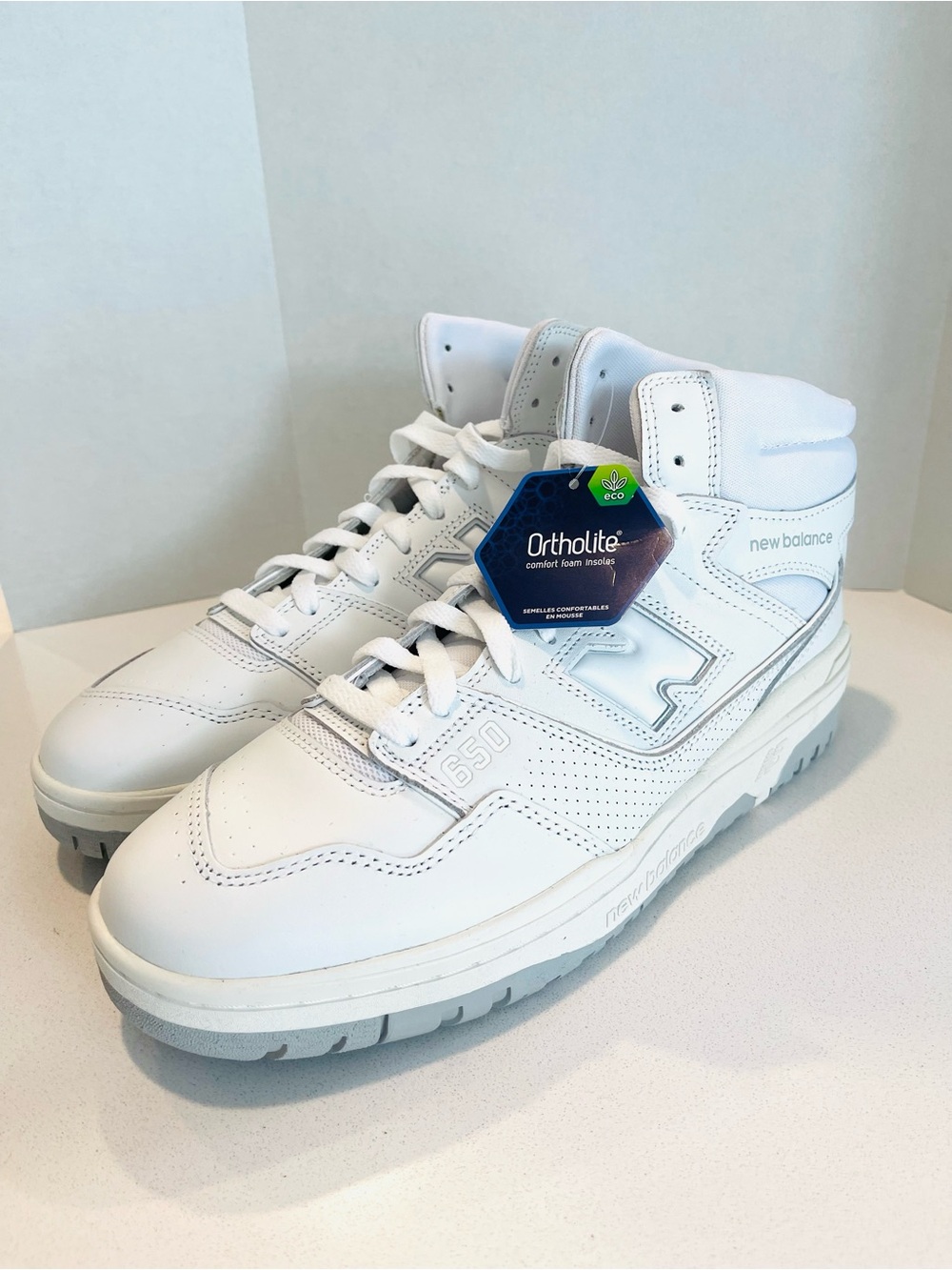 New Balance 650 White Men's High-Top Sneakers with Gray Outsole size 10.5